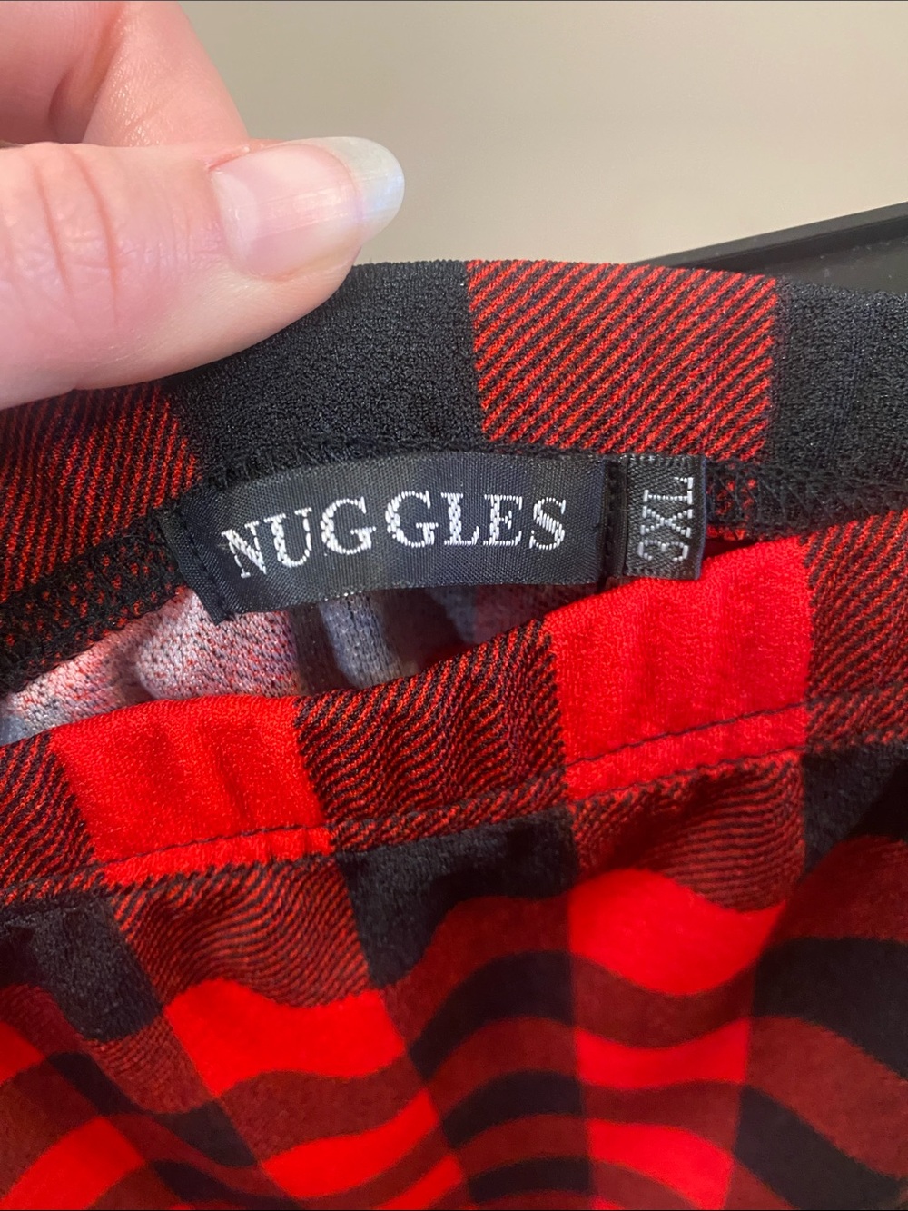 Red and Black Buffalo Plaid Skirt with Elastic Waist - Picture 2 of 2